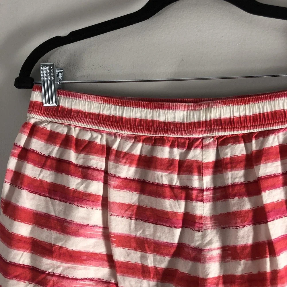Victoria's Secret Womens Size Medium Pajama Shorts Red‎ Pink Paint Stripes Comfy